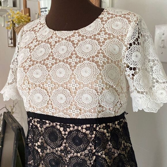 A Pea in the Pod lace maternity dress womens size small black and white lace - Picture 4 of 11